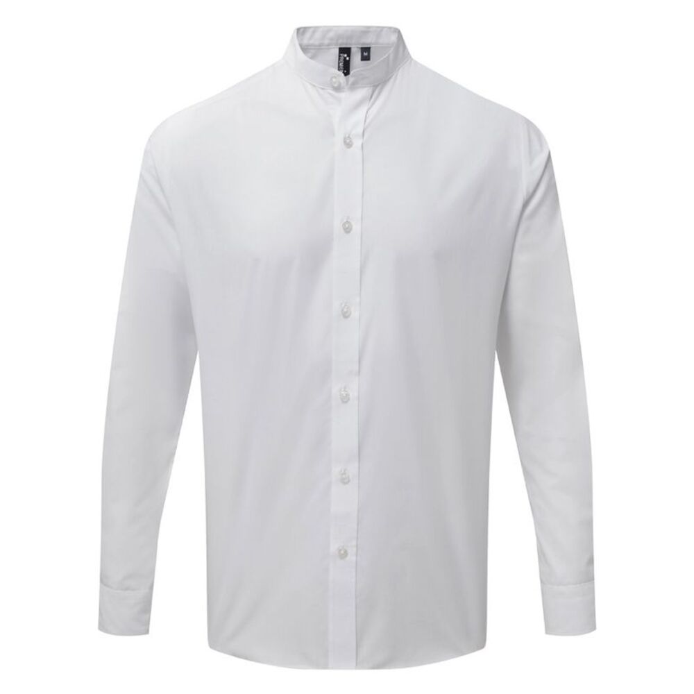 Premier Unisex Long Sleeve Grandad Shirt / White
